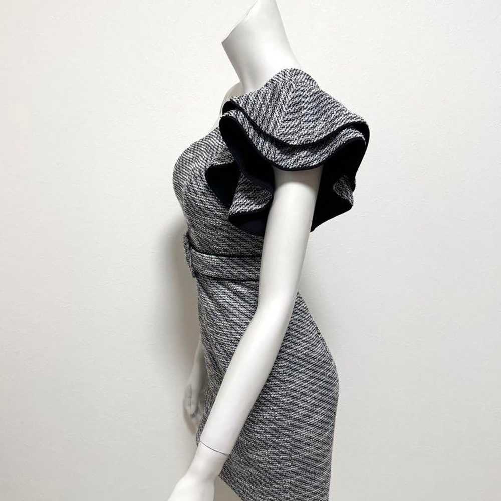 An Stretch Tweed Dress - Ruffle One-Shoulder Dress - image 4