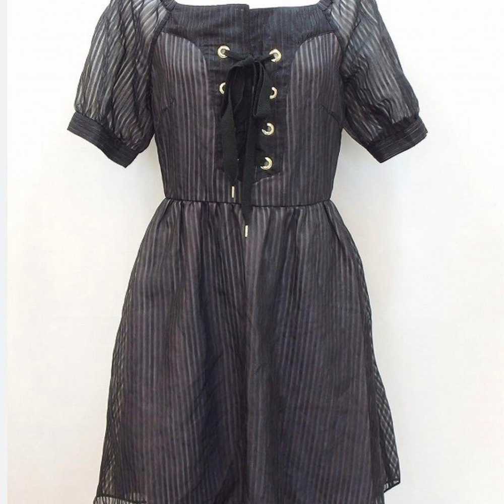 Black Chiffon Short Sleeve Mini Dress Size M - image 1