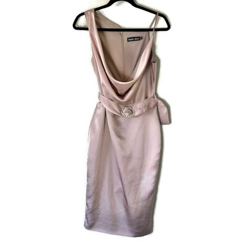 Lavish Alice Champagne Satin Cowl Neck Midi Dress… - image 2