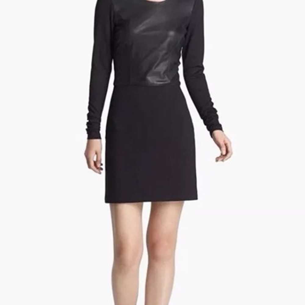 Helmut Lang black Ponte lamb leather long sleeve … - image 3