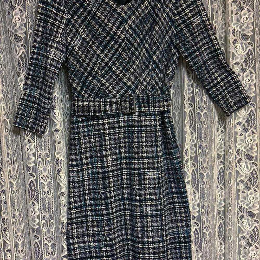 Navy check patterned wrap dress - image 1