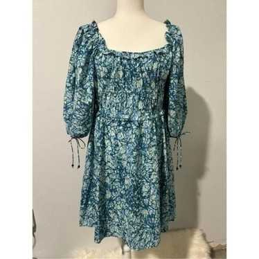 House of Harlow newest 1960 White Floral Puff Sleeve Smocked Midi Linen Dress NWT Small