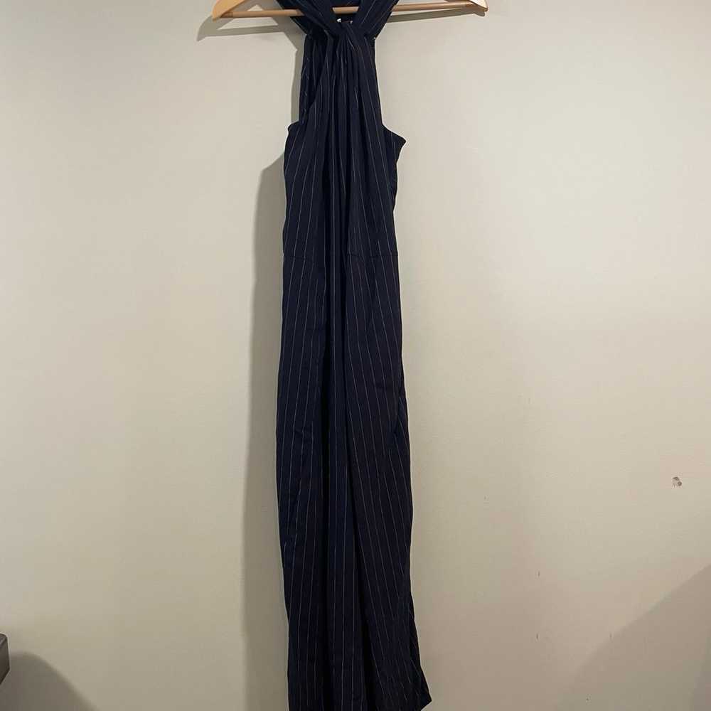 Vince Navy Pin Stripe Twist Front Midi Maxi Halte… - image 4