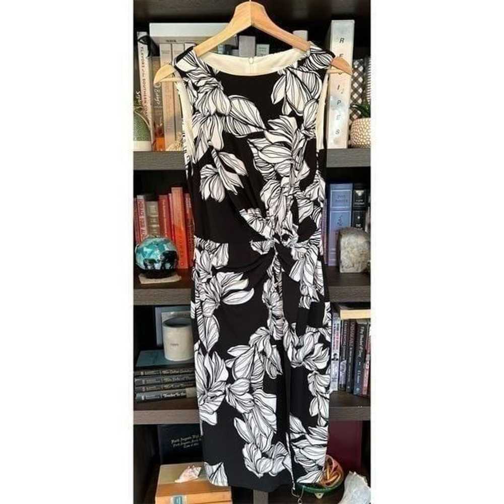 Joseph Ribkoff Black-White Floral Dress Size 6 - image 1