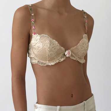 Vintage Chantal Thomass Lace Floral Appliqué Bra - image 1