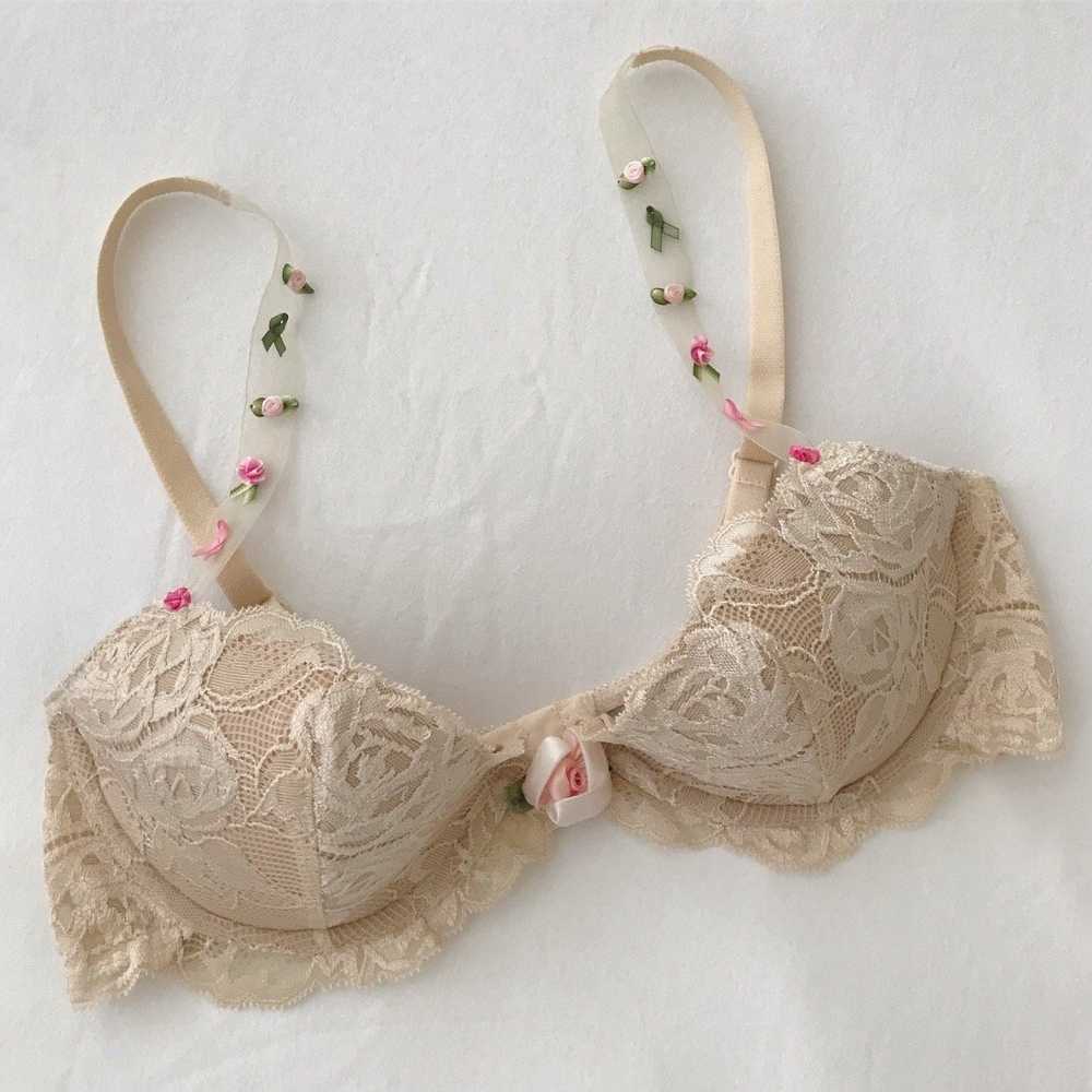 Vintage Chantal Thomass Lace Floral Appliqué Bra - image 3