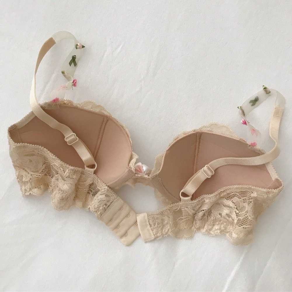 Vintage Chantal Thomass Lace Floral Appliqué Bra - image 4