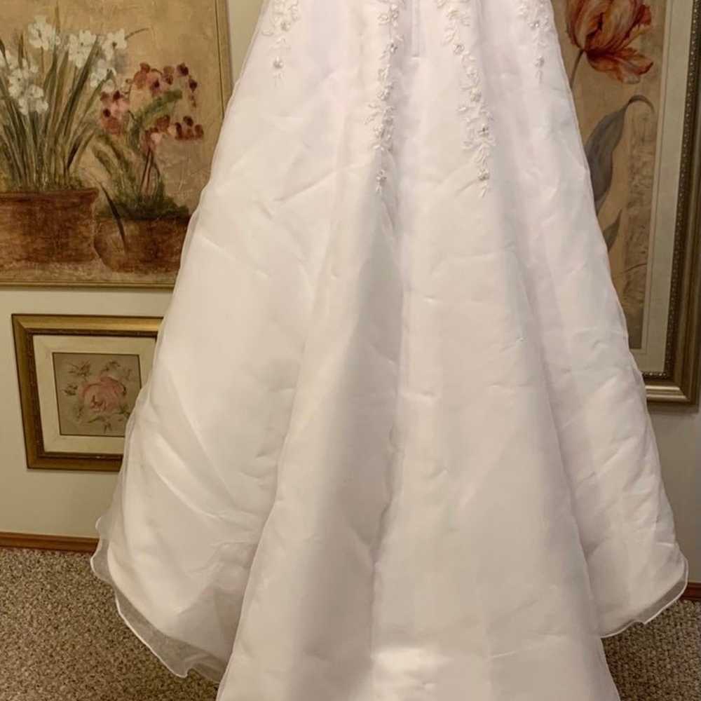 white silver accent strapless wedding dress - image 3