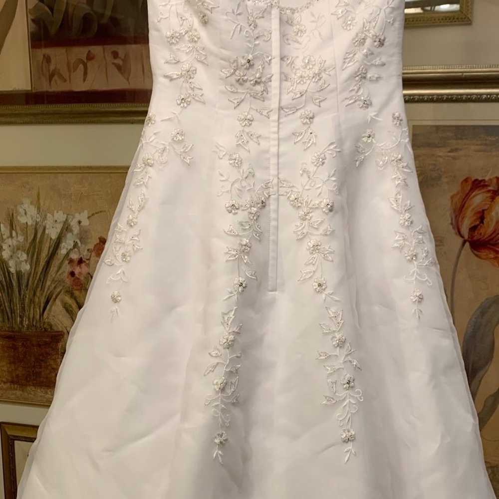 white silver accent strapless wedding dress - image 4