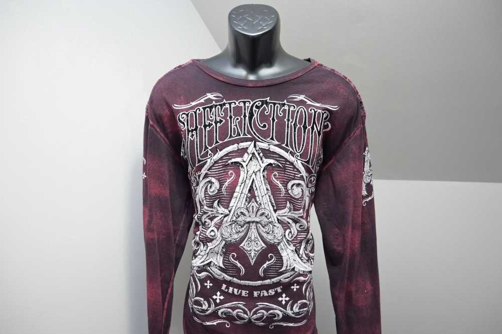 Affliction Tee Shirt Dark Red Graphic Long Sleeve… - image 1