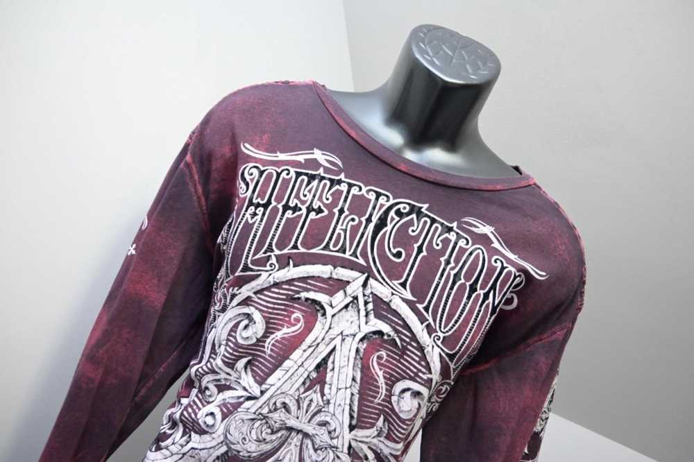 Affliction Tee Shirt Dark Red Graphic Long Sleeve… - image 4