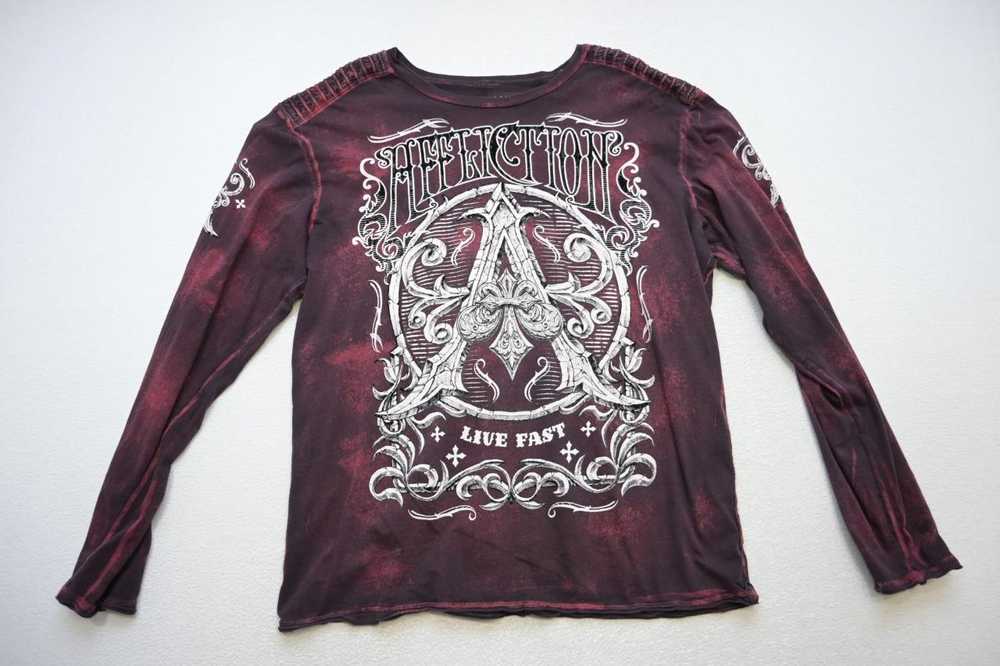 Affliction Tee Shirt Dark Red Graphic Long Sleeve… - image 5