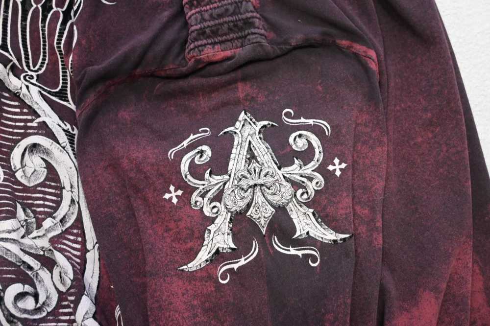 Affliction Tee Shirt Dark Red Graphic Long Sleeve… - image 8