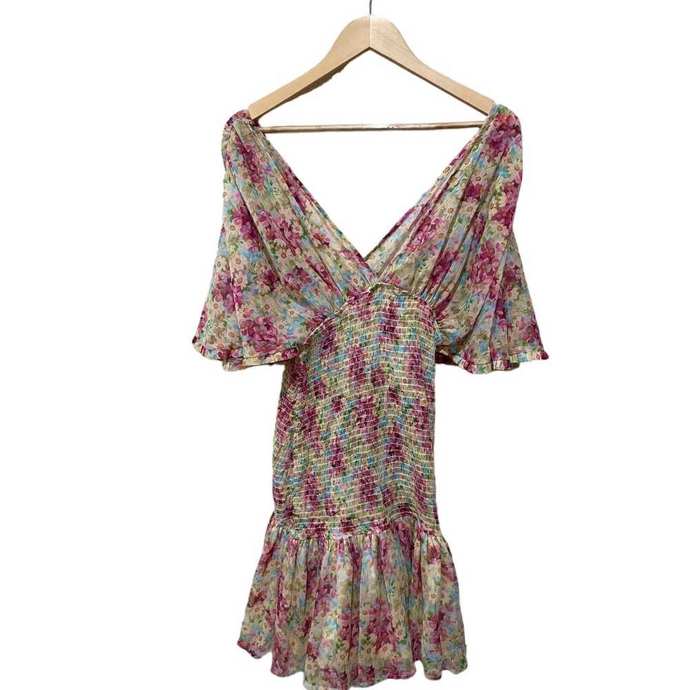 byTiMo Floral Smocked Chiffon Dress Size Medium - image 5