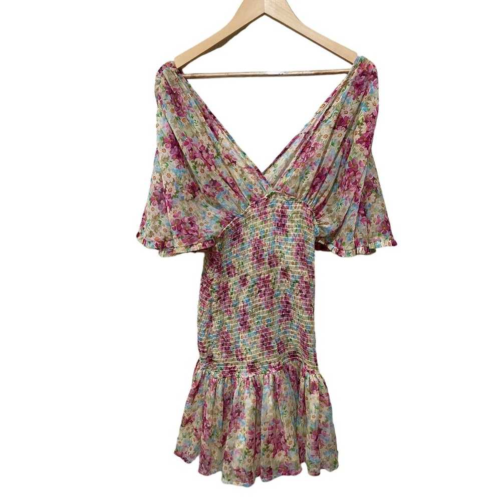 byTiMo Floral Smocked Chiffon Dress Size Medium - image 7