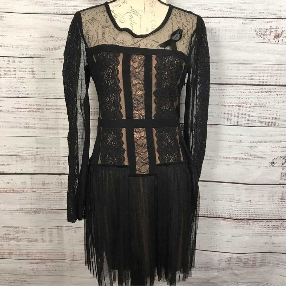 BCBGMaxAzaria Stef lace long sleeve size medium p… - image 2