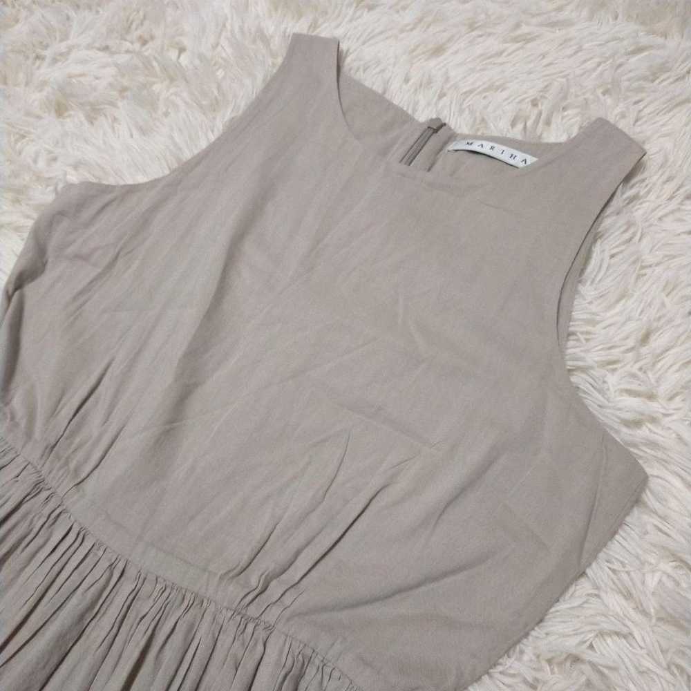 MARIHA Summer Lady's Dress Beige Cotton Sleeveles… - image 6