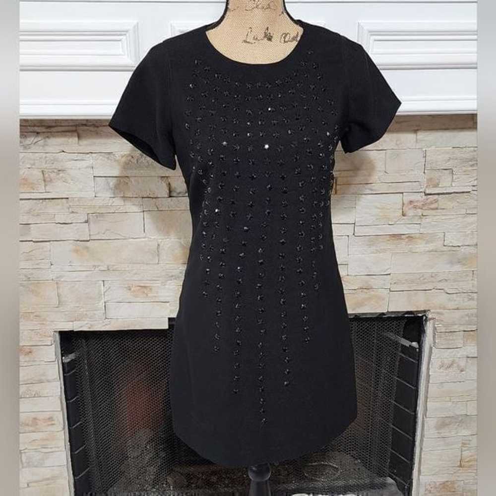 KARTA LBD black beaded vintage mini shirt dress s… - image 1