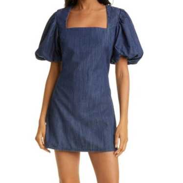 FRAME Nina Puff Sleeve Denim Minidress In Gorham S