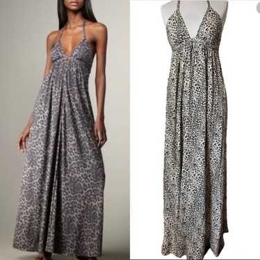 Rebecca Taylor Snow Leopard Halter Maxi Dress Siz… - image 1