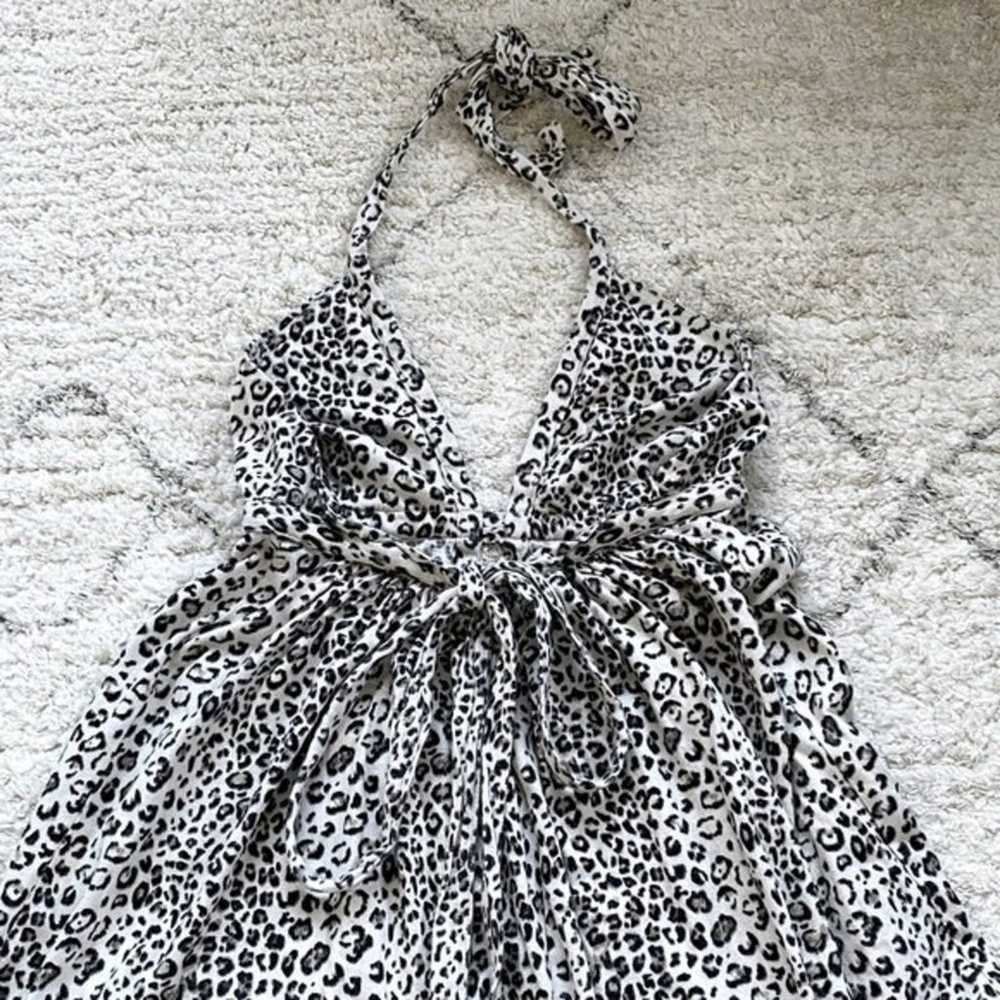 Rebecca Taylor Snow Leopard Halter Maxi Dress Siz… - image 4