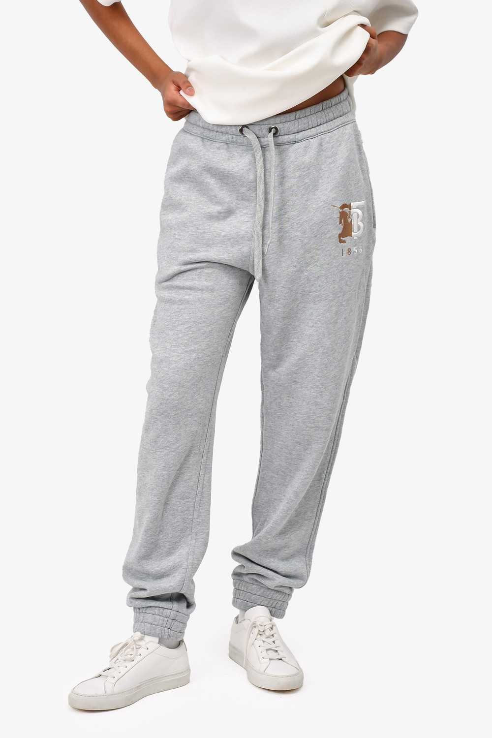 Burberry Grey Logo Embroidered Sweatpants Size XS… - image 2