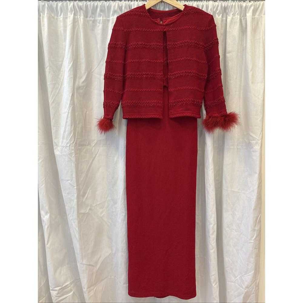 EUC Vintage Joseph Ribkoff Red Maxi Dress Crop Ja… - image 1