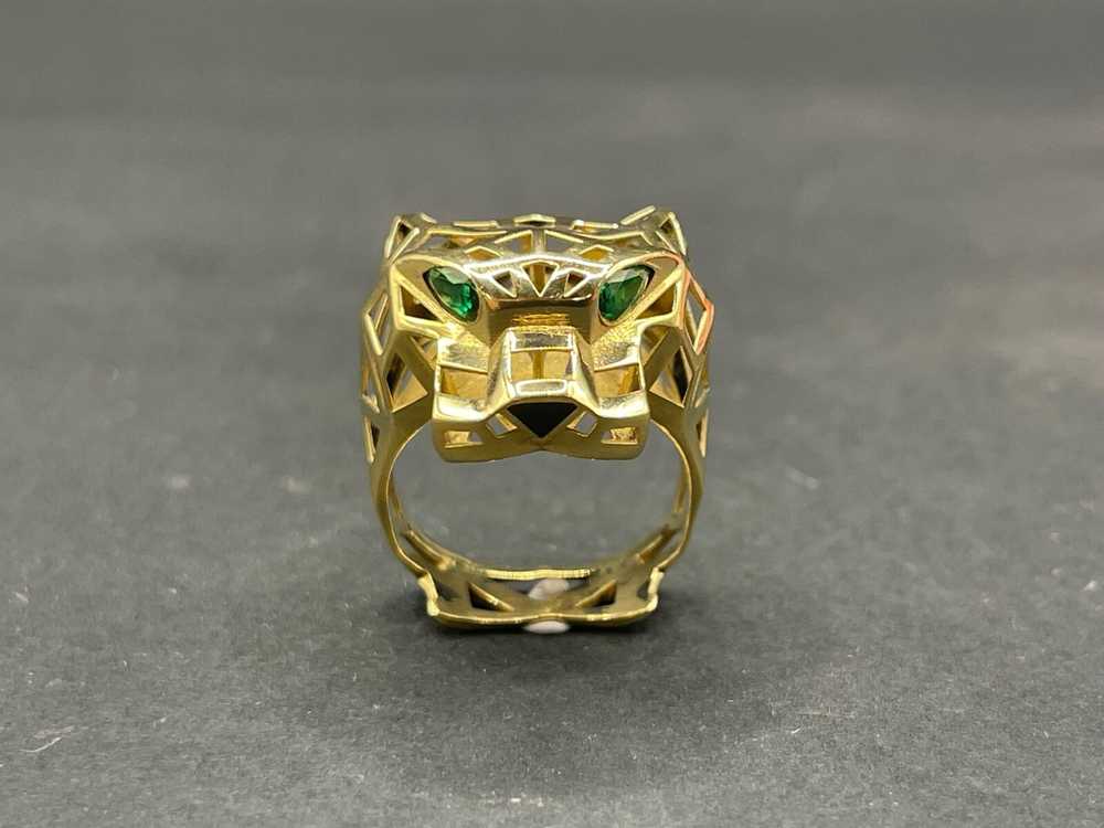 Ladies 18ct Yellow Gold Cut Out Panther Ring - image 6