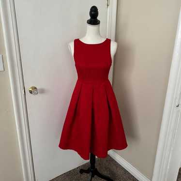 Bohme Red Embossed Vintage Style Formal Dress S - image 1