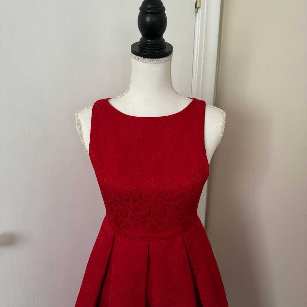 Bohme Red Embossed Vintage Style Formal Dress S - image 2