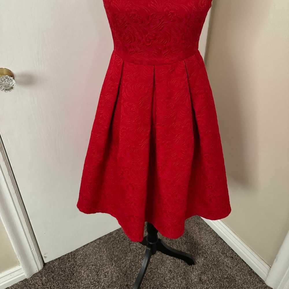 Bohme Red Embossed Vintage Style Formal Dress S - image 3