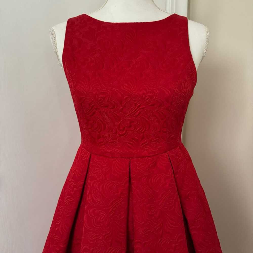 Bohme Red Embossed Vintage Style Formal Dress S - image 4