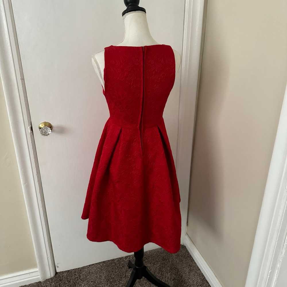 Bohme Red Embossed Vintage Style Formal Dress S - image 5