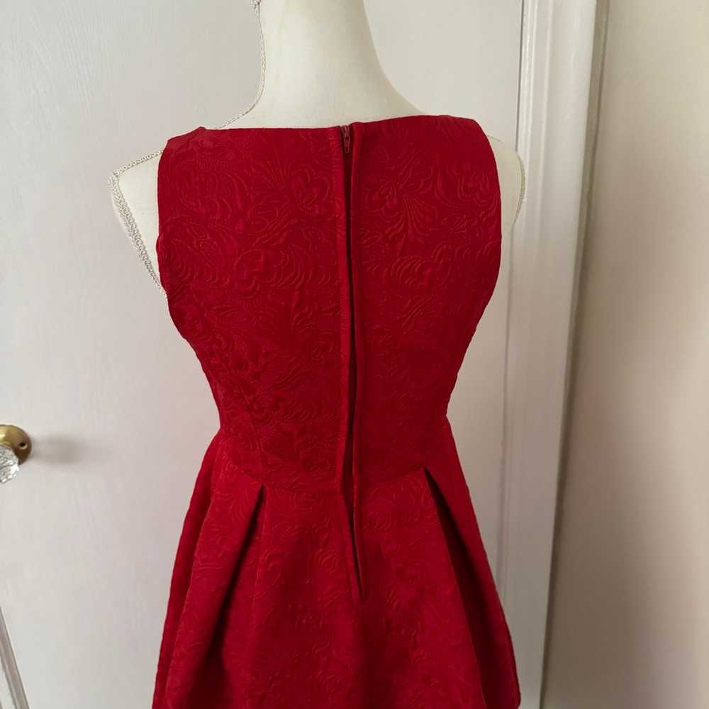 Bohme Red Embossed Vintage Style Formal Dress S - image 6