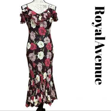 Royal Avenue Floral Pattern Long Party Dress Red - image 1