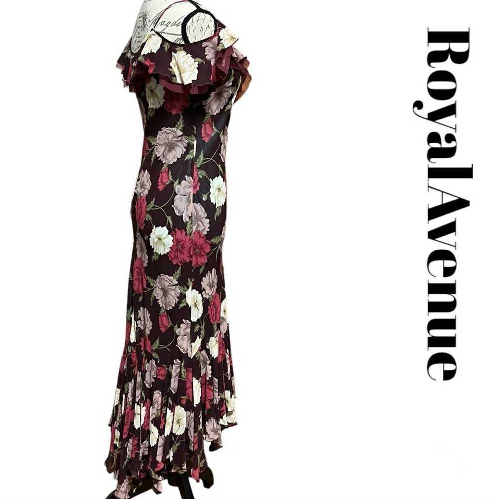 Royal Avenue Floral Pattern Long Party Dress Red - image 2