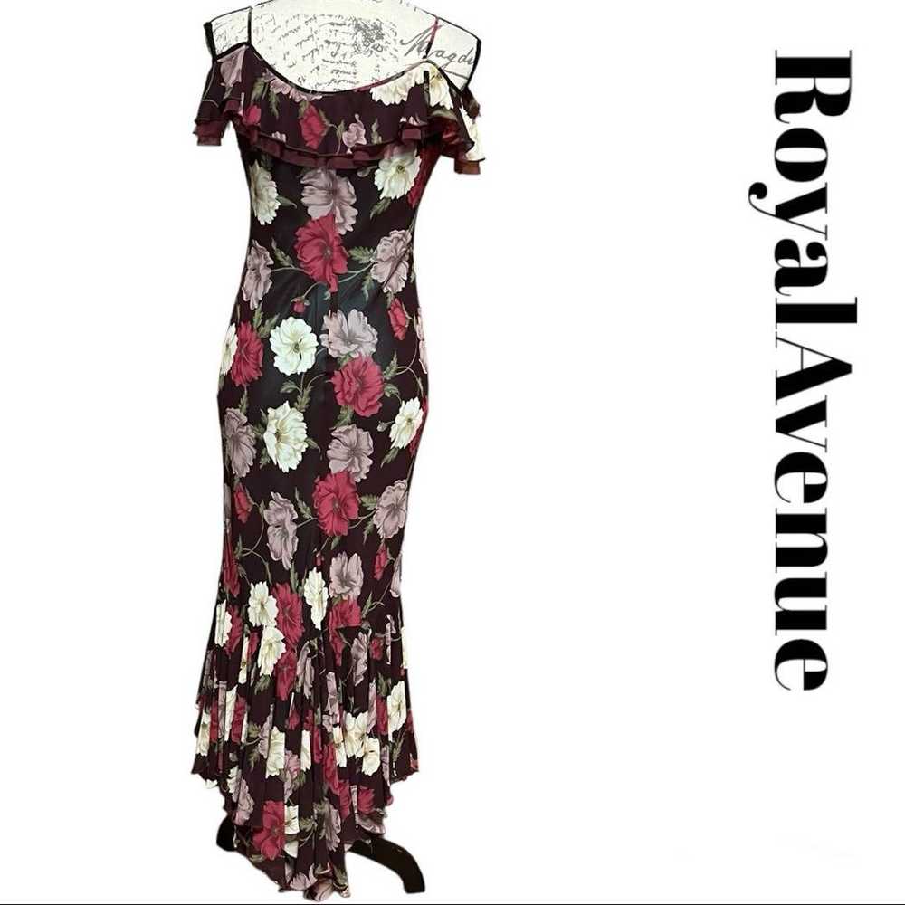 Royal Avenue Floral Pattern Long Party Dress Red - image 3