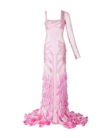 A/W 2004 Light Pink Gradient Fringe Gown