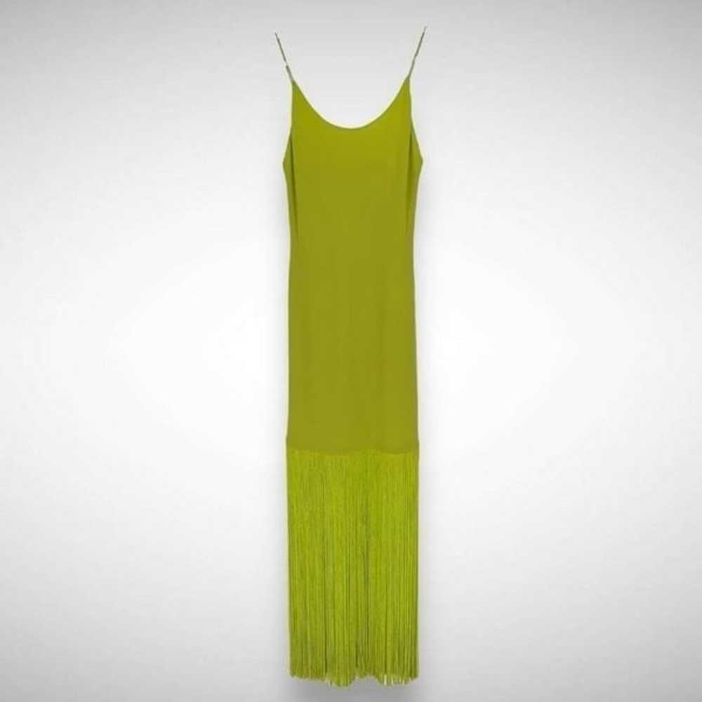 Alice + Olivia Steph Scoop Neck Fringe Hem Green … - image 2