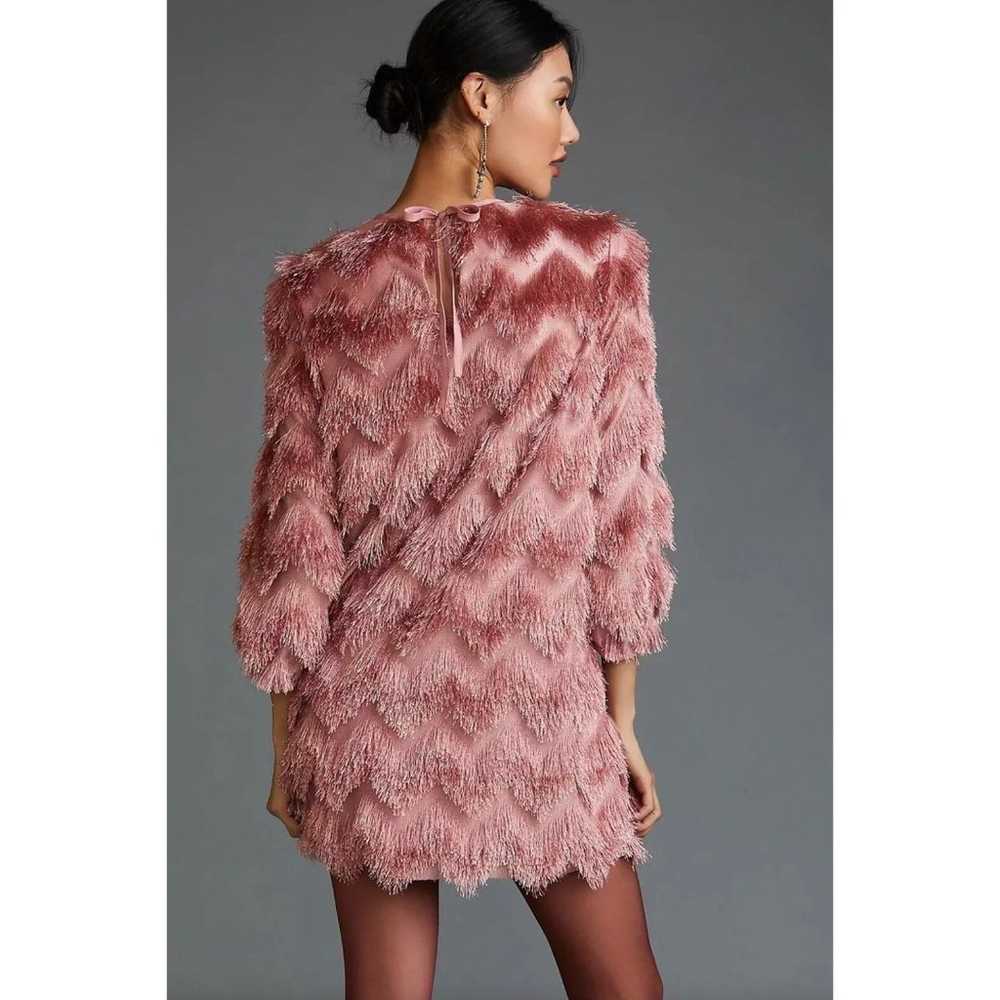 Hutch Anthropologie Pink Fringe Chevron Shift Min… - image 3