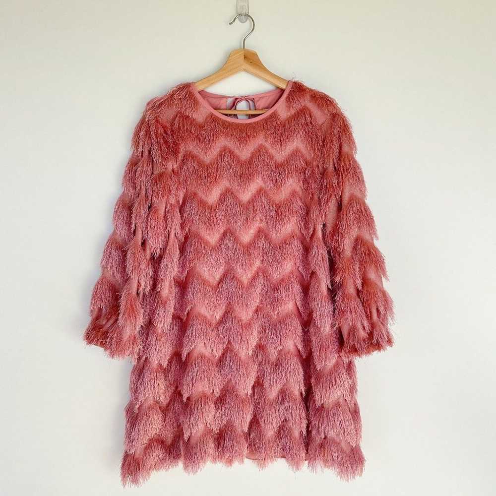 Hutch Anthropologie Pink Fringe Chevron Shift Min… - image 4