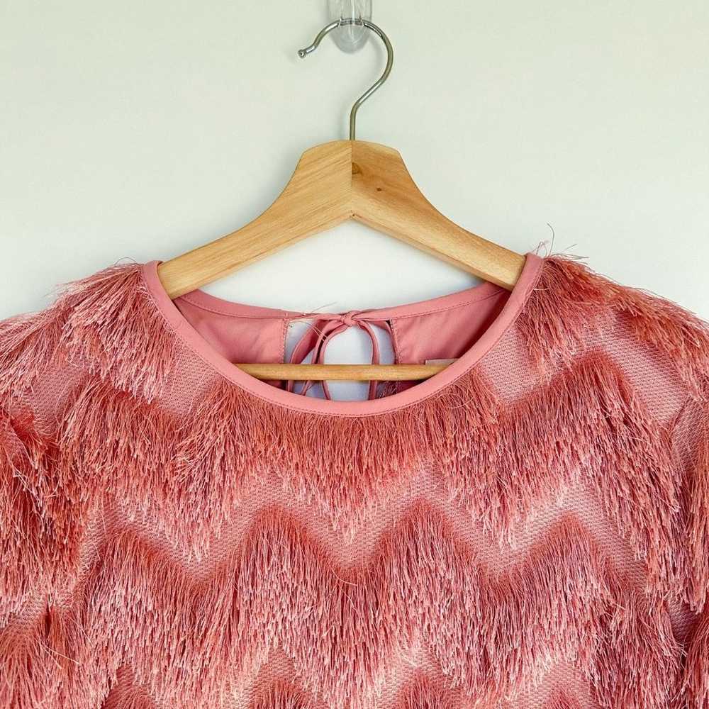 Hutch Anthropologie Pink Fringe Chevron Shift Min… - image 5