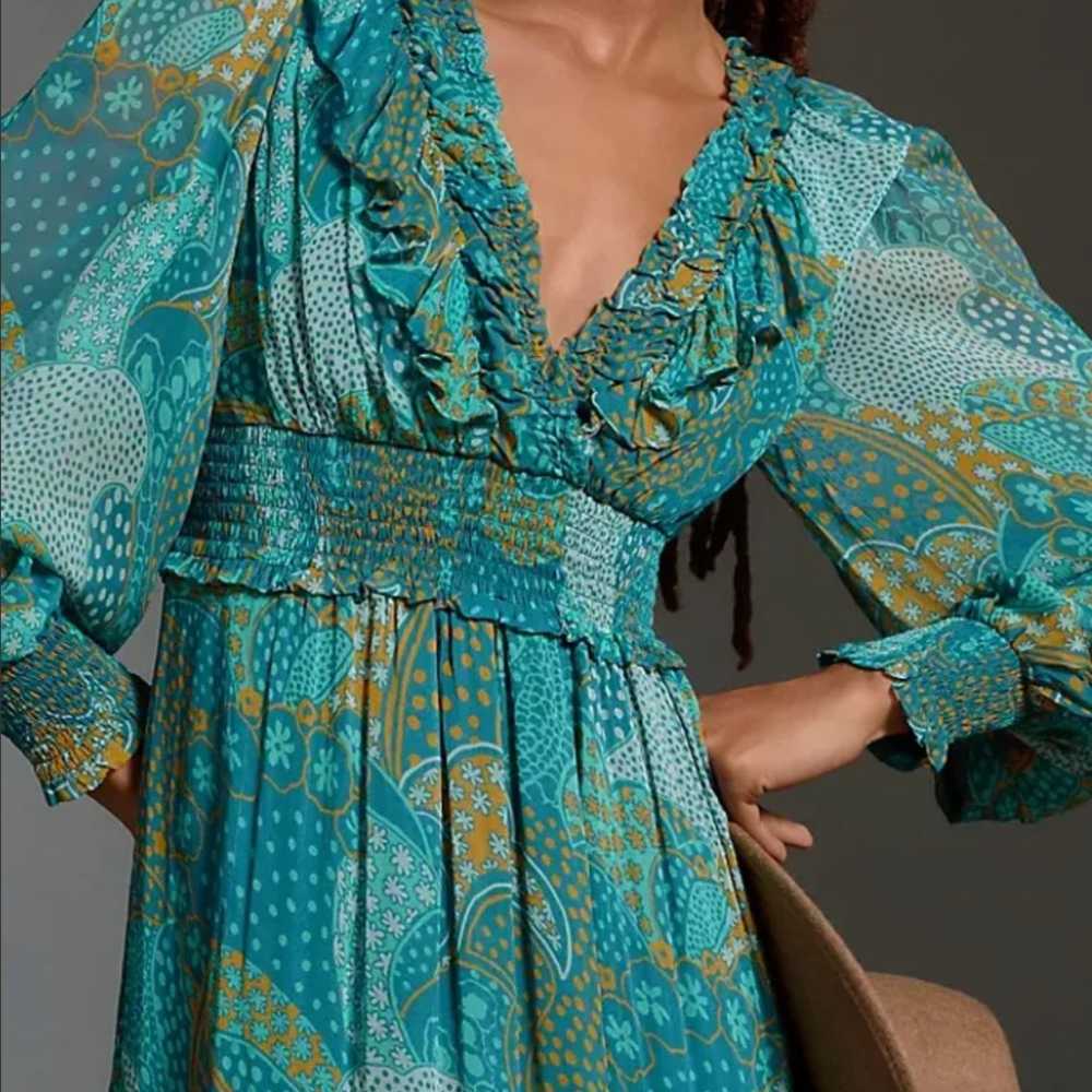 Anthropologie The Odetta Ruffled V-Neck Dress Siz… - image 3