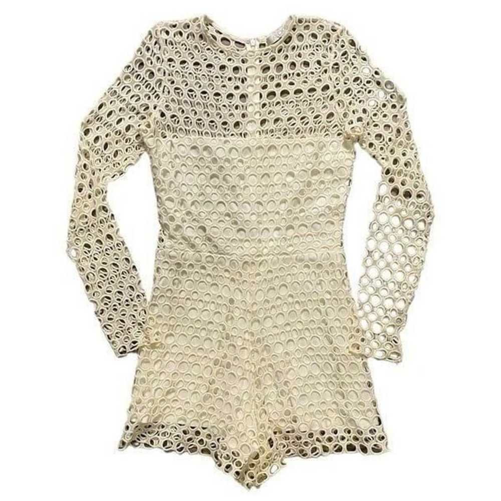 ALEXIS White Lace Eyelet Overlay Long Sleeve Crew… - image 3