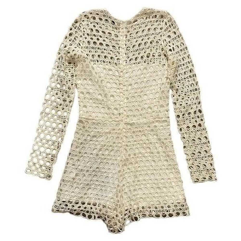 ALEXIS White Lace Eyelet Overlay Long Sleeve Crew… - image 4