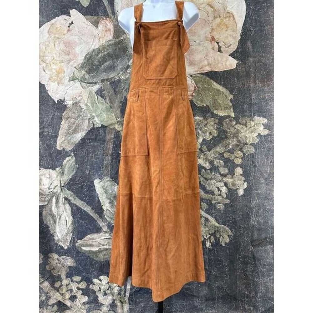 New Free People Suede Midi Skirt Bib Jumper Dress… - image 11