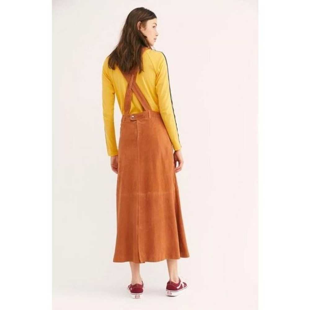 New Free People Suede Midi Skirt Bib Jumper Dress… - image 3