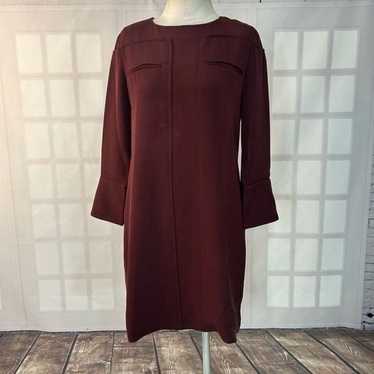 Nellie Partow Burgundy Red Long Sleeve Shift Dres… - image 1