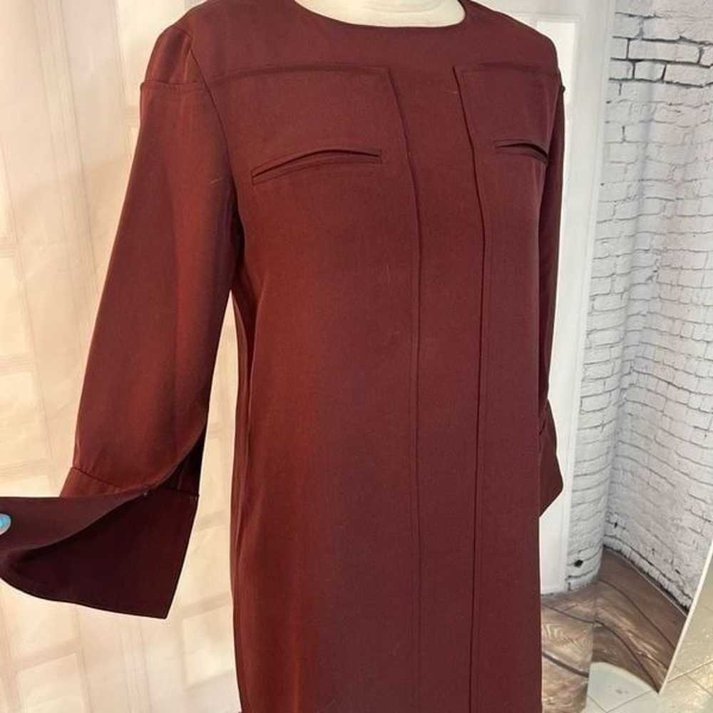 Nellie Partow Burgundy Red Long Sleeve Shift Dres… - image 2