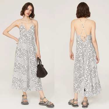 Xirena Black and White Floral Print Twila Midi Dr… - image 1